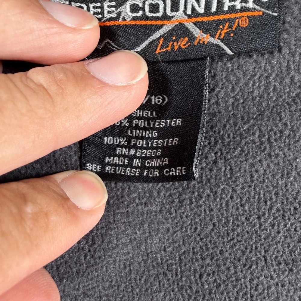 Free Country Boys L 14/16 Black Softshell Hooded Jacket Fleece Lined Full Zip